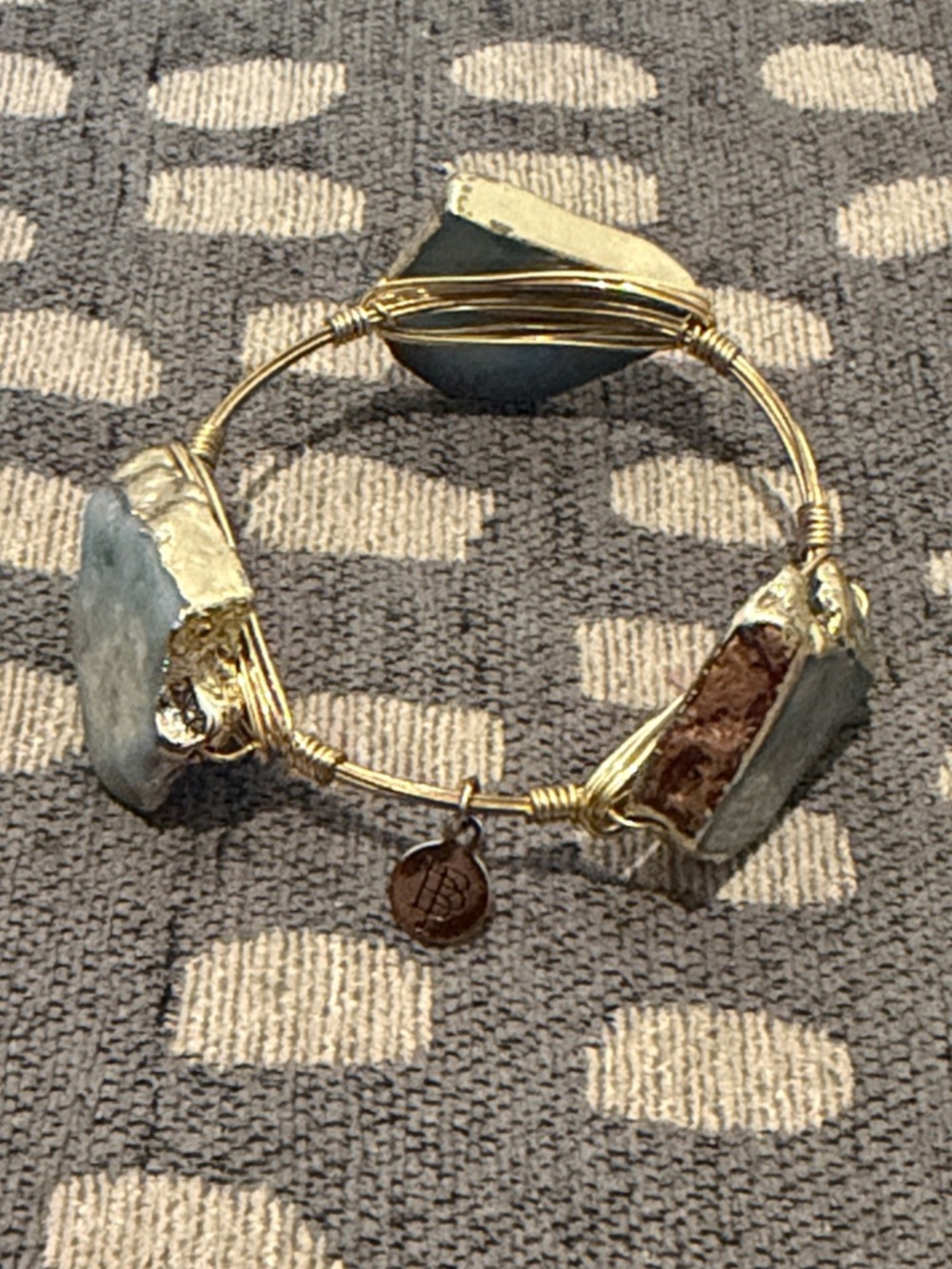 Bourbon and Bows Gold Wire-Wrapped Druzy Stone Bangle Bracelet - Gold